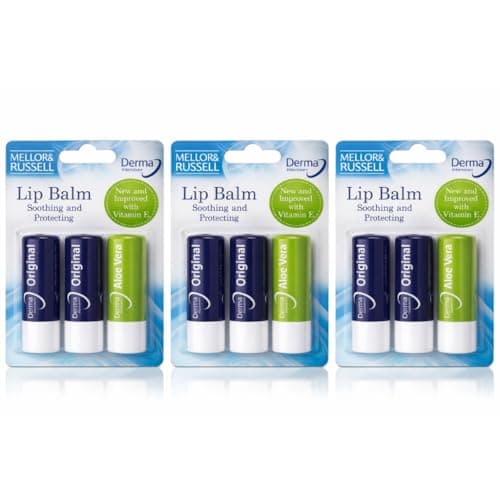 Image of Derma Intensive Lip Balm Set (3 Pack) – With Vitamin E & Aloe Vera – Soothing & Protecting Care for Dry Lips