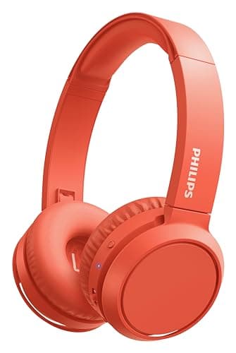 Image of Philips On-Ear Headphones H4205RD/00 with Bass Boost Button (Bluetooth, 29 Hours Playback Time, Quick Charging Feature, Noise Isolating, Flat Folding), Matte Red - Model, On-Ear