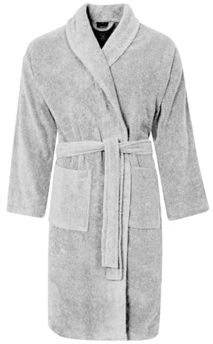 Image of Adore Home 100% Cotton Terry Towelling Shawl Collar Bathrobe - Small, Silver