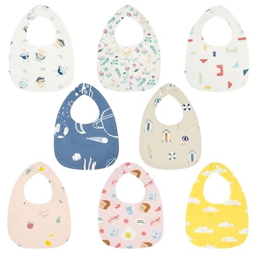 Image of Vicloon Baby Bandana Dribble Bibs, 8 Pcs Baby Teething Infant Bibs, with Snaps, Soft and Absorbent, Baby Drool Bibs, Newborn Bib for Infant for Unisex Newborn Toddlers Aged 0-36 Months