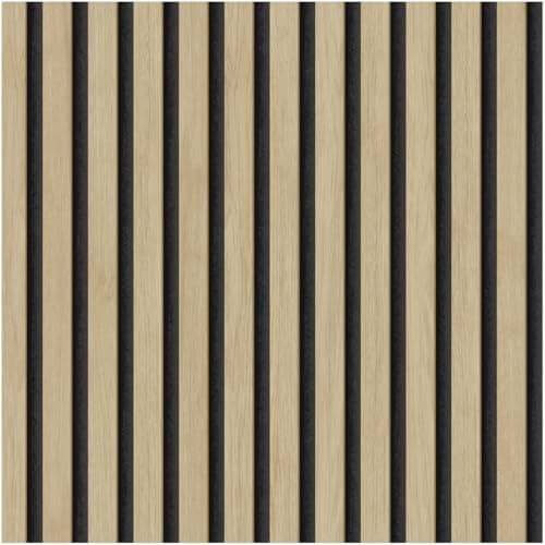Image of Wood Slat Wallpaper Acoustic Wood Panel Effect Natural Oak & Black Vertical Design Modern Textured Look Feature Wall Paste The Wall Home Decor for Living Room Bedroom Office