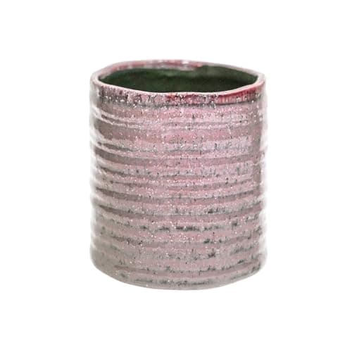 Image of Ivyline Chambray Reactive Rustic Planter in Rose - Lightweight and Stylish - Durable Decorative Round Indoor Flower Houseplant Pot - H10.5cm x D10cm