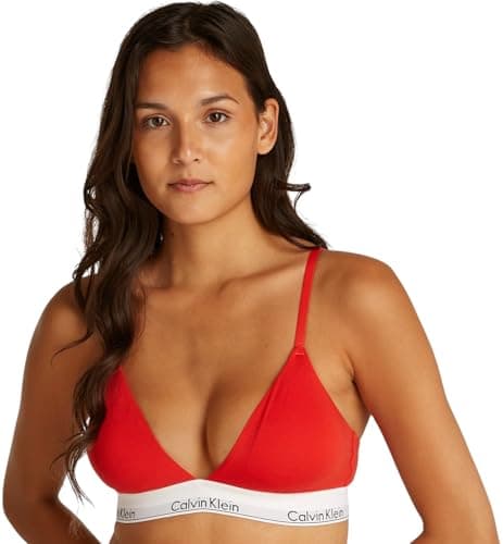 Image of Calvin Klein Women’s Triangle Bralette with Removable Padding, Red (Molten), XL