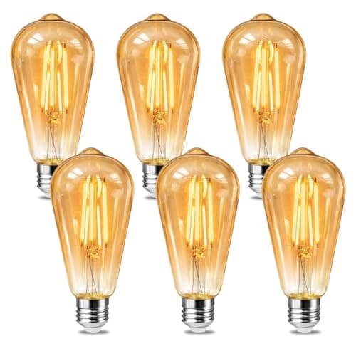 Image of SPARKON E27 LED Filament Bulb, 7W Equivalenta a 54W, 700LM, ST64 Amber Warm Glass LED Bulb Edison Vintage, E27 Screw Bulb, Energy Saving, Warm White 2200K, Non-dimmable, Pack of 6