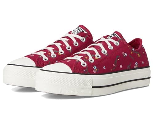 Image of Converse Women's Chuck Taylor All Star Lift Platform Floral Patchwork Sneaker, Sporty Berry/Vintage White, 6 UK