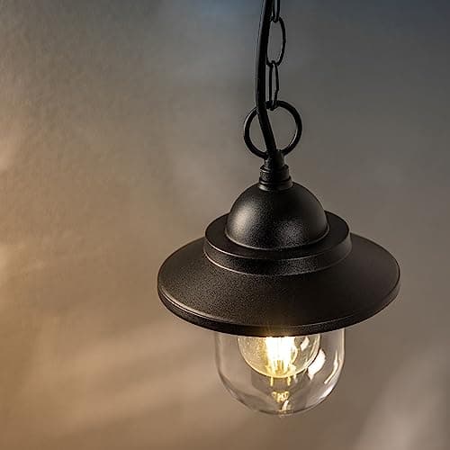Image of CGC Lighting Coach Lantern Outdoor Outside Wall Light Garden Porch Patio Garden Traditional Conservatory Door Shed Vintage Retro (Black Hanging)