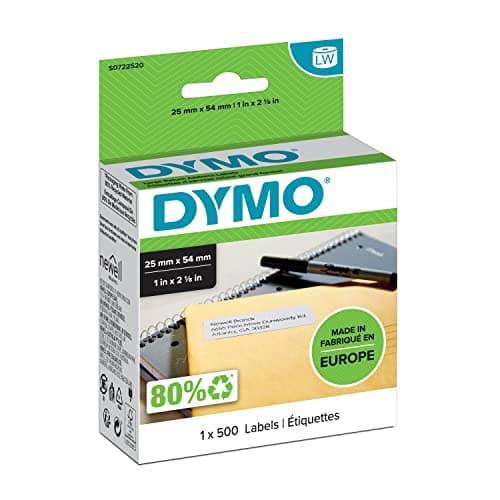 Image of DYMO Authentic LabelWriter Return Address Labels | 25 mm x 54 mm | Self-Adhesive | Roll of 500 Easy-Peel Labels | for LabelWriter Label Makers | Made in Europe