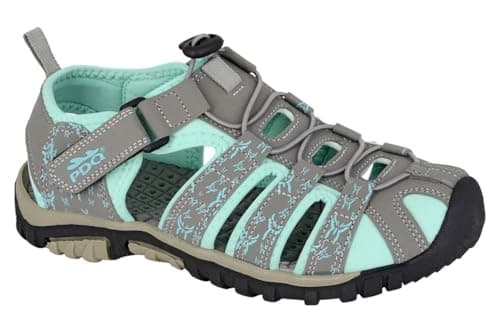 Image of PDQ L659 Toggle Touch Fastening Sports Trail Sandals - Grey/Mint - 7 UK