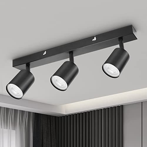 Image of Dehobo Ceiling Light - Spotlight Ceiling Bar in Matt Black - Ceiling Lights Spotlights with GU10 Socket Industrial 3 Way Light Ceiling Indoor Spot Light for Kitchen Lounge Bedroom Dining Room