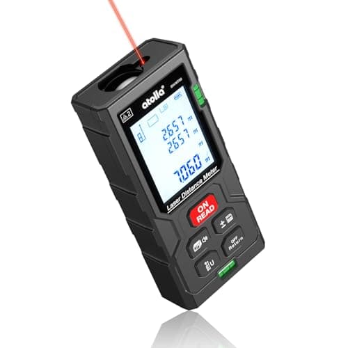 Image of 60M Laser Measure, Atolla Lazer Distance Meter up to 197ft ±2mm Accuracy, Laser Measurement Tool with 2 Bubble Levels, m/in/ft Unit Switching, LCD Backlit and Waterproof IP54