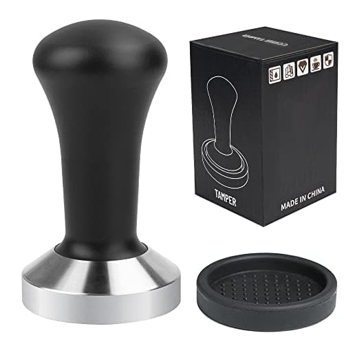Image of Ezebesta 51mm Tamper with Black Aluminum Handle 304 Stainless Steel Base Professional Coffee Tamper Espresso Press for Portafilter Coffee Machine Barista Tool