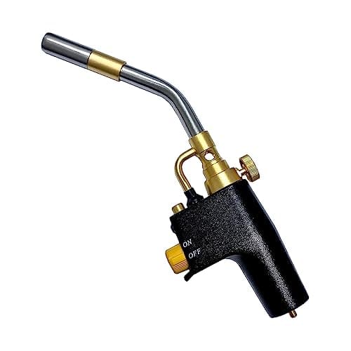 Image of Super Total Fire Blow Torch | Compatible with Map Plus Pro Gas and Propane Canister for Soldering, Brazing, Thawing, Heat Treatment and More | CGA 600 | Quick Piezo Trigger Ignition Heavy Duty Torch