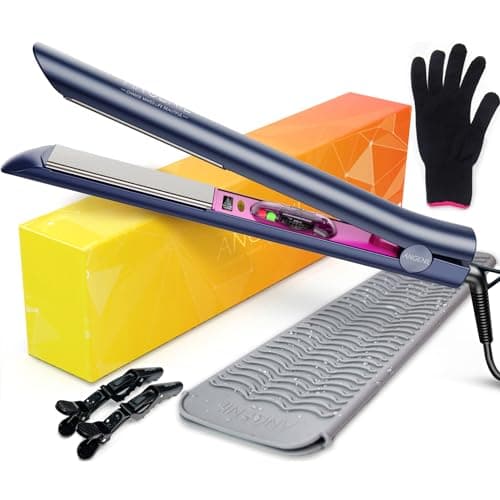 Image of ANGENIL Nano Titanium Hair Straightening Flat Iron for Women, 2 in 1 Hair Straightener and Curler, Titanium Ceramic Hair Irons, Fast Heating, Dual Voltage Flat Iron 1 Inch