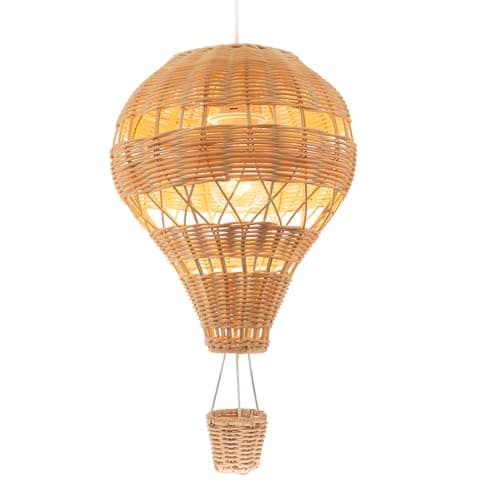 Image of Quirky Hot Air Balloon Natural Rattan Easy Fit Ceiling Pendant Lighting Shade| 42cm x 25cm | Fun and Modern Design by Happy Homewares