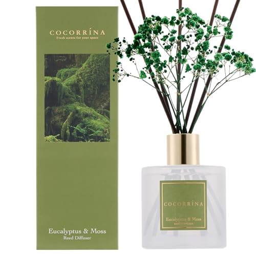 Image of COCORRÍNA Reed Diffuser with 8 Sticks, 200ml Eucalyptus & Moss Scented Diffuser, Home Fragrance for Bedroom Bathroom Living Room, Home & Office Decor