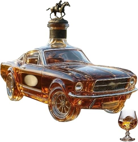 Image of Whiskey Decanter Car Shape, 400ml Novelty Glass Liquor Bottle with Airtight Seal, 3D Sports Car Design for Bourbon Vodka Wine, Unique Gift for Men, Home Bar Party Accessorie