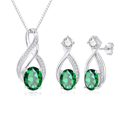 Image of Bewenda Women's Jewellery Sets, 925 Sterling Silver Jewellery Sets for Women Girls, 2 PCS Infinity Teardrop Necklace & Stud Earrings with Cubic Zirconia, Chain 45cm Pendant & Studs Set with Gift Box