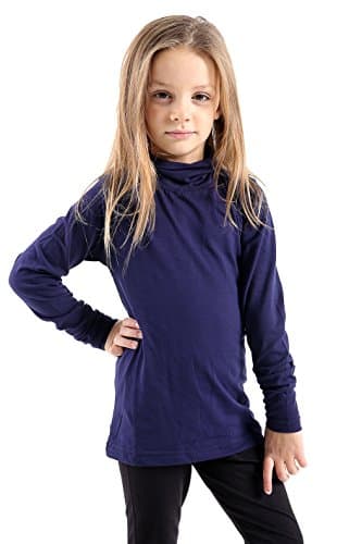 Image of GW CLASSY OUTFIT Kids Boys Girls Polo Neck T Shirt Tops Unisex Kids Casual Turtle Neck Long Sleeve High Neck Tops (7-8 Years, Navy)