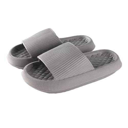 Image of ERLINGO Cloud Sliders for Women and Men, Non-Slip Shower Bathroom Slippers, Pillow Slides for Beach, Pool, and Outdoor Use (Grey, Adult, Women, 9, Numeric Range, UK Footwear Size System, 10, Medium)