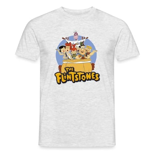 Image of Spreadshirt The Flintstones All Characters in A Car Men's T-Shirt, XL, Heather Grey