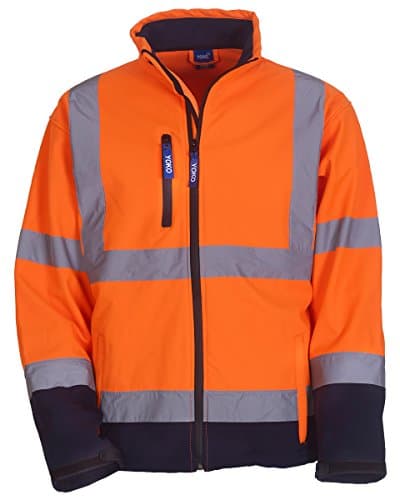 Image of Yoko Hi-Vis Softshell Jacket Colour=Hi Vis Orange/Navy Size=M