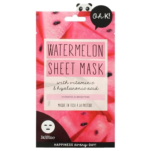 Image of Oh K! Watermelon Sheet Mask, With Added Vitamin C, For Dull and Dehydrated Skin, Instant Brightening Effect, Vegan and Cruelty Free, 30g