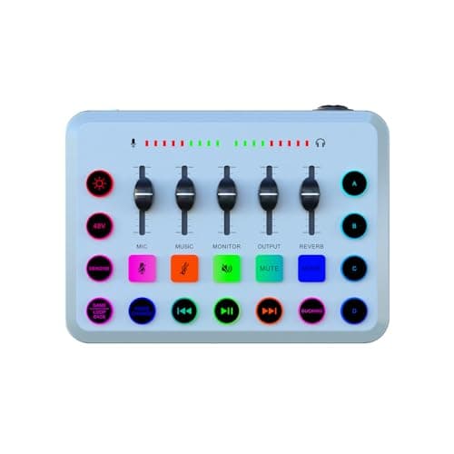 Image of Gaming Audio Mixer, Streaming Mixer, Streaming RGB PC Mixer with XLR Microphone Interface, Volume Controller, 48V Phantom Power, Mute Button, Used For Podcast/Recording/Game voice/Vocal/Video Studios