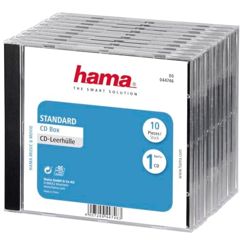 Image of Hama Standard CD Jewel Case, Pack of 10, Transparent/Black
