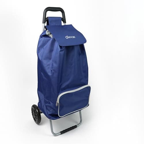 Image of DIVCHI Shopping Trolley With 2 Wheels Foldable Heavy Duty Collapsible Shopping Cart | Grocery Trolleys | Utility Carts | Pull Along Trolley | Storage Cart (Blue)