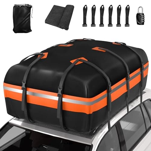 Image of Signstek Car Roof Bag,21 Cubic Feet Large Roofing Cargo Carrier Bags Waterproof Soft Rooftop Luggage Storage Box for Any Cars With/Without Roof Rack/Rails/Bars