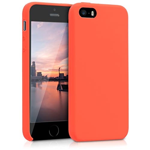 Image of kwmobile Case Compatible with Apple iPhone SE (1.Gen 2016) / iPhone 5 / iPhone 5S Case - TPU Silicone Phone Cover with Soft Finish - Neon Orange