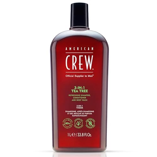 Image of American Crew 3-in-1 Tea Tree Shampoo and Conditioner and Body Wash by Crew for Men - 33.8 oz Shampoo and