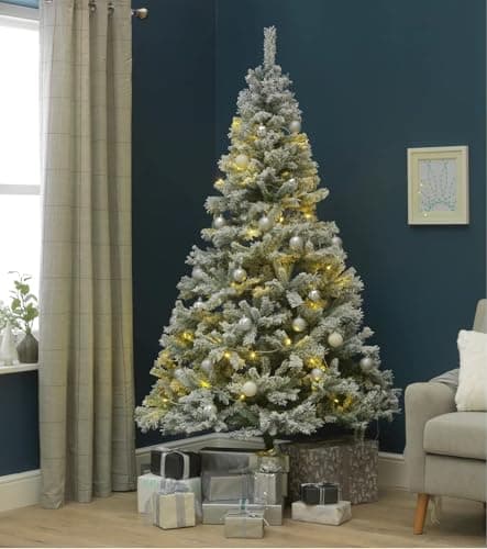 Image of Habitat 7ft Snow Covered Christmas Tree - Green