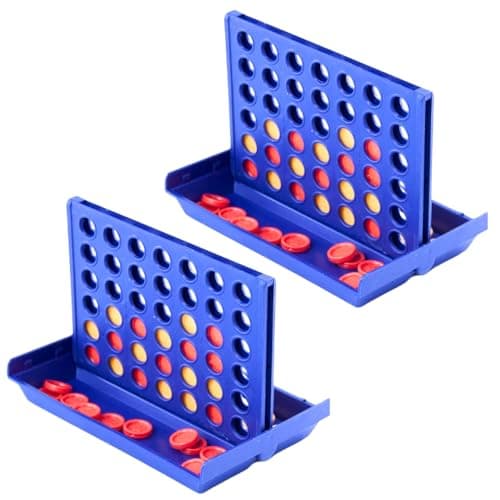 Image of Travel Sized Classic 4 in a Row Game,Mini Size Board Game for Kids, Match Four in a Line, Ideal Travelling Companion for Family Fun, Kids and Adults Will Love This Pocket Sized Game (2 Pack)