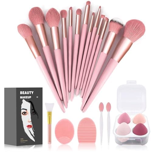 Image of Makeup Brushes 22 Pcs Makeup Kit,Foundation Brush Eyeshadow Brush Make up Brushes Set (Pink, 22 Piece Set)