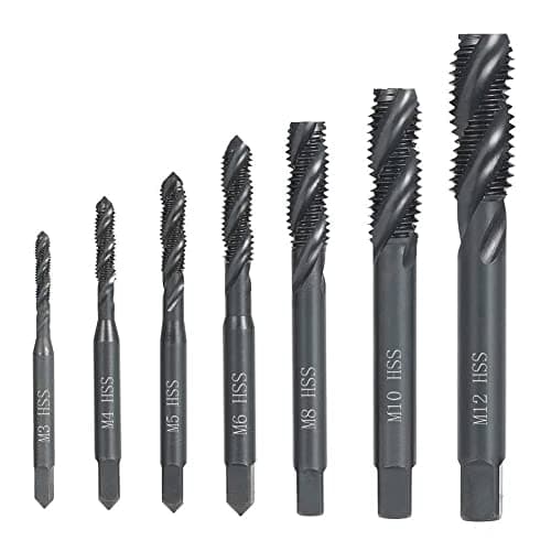 Image of Saipor 7pcs Nitriding Coated Spiral Screw Thread Tap HSS 6542 Metric Machine Threading Taps Set M3 M4 M5 M6 M8 M10 M12 Tapping Tool