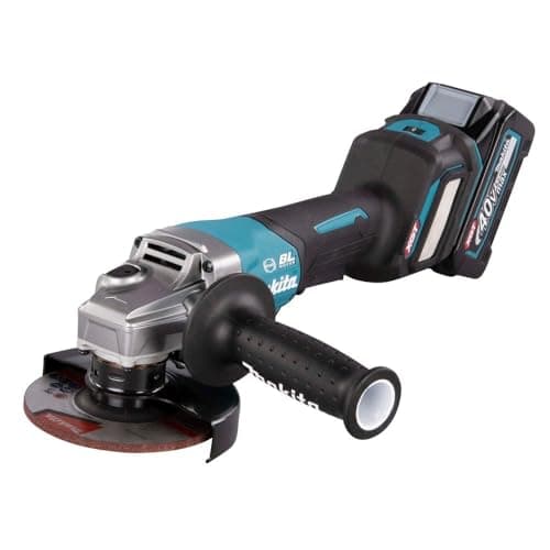Image of Makita GA029GD202 40V Max XGT Brushless 125mm Angle Grinder Complete with 2 x 2.5 Ah Batteries, Fast Charger and Interchangeable Adapter Set Supplied in a Makpac Case