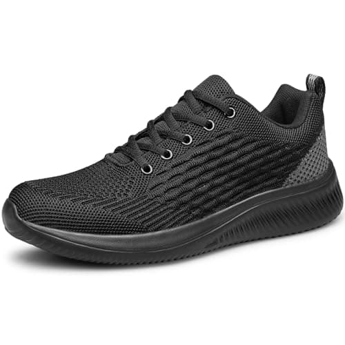 Image of Raoendis Mens Trainers Running Shoes Sport Sneakers, Breathable Lightweight Walking Trainers Gym Mesh Training Shoes Work Sneakers Black 12