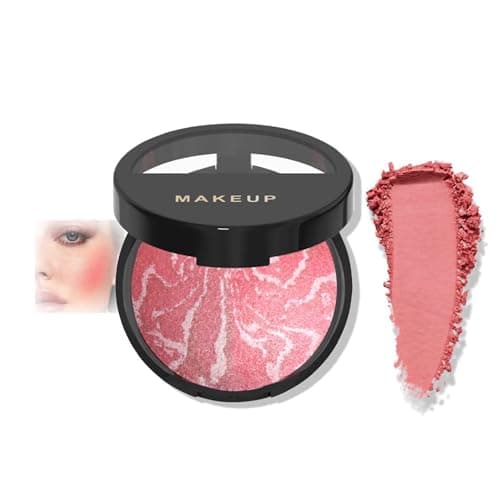 Image of Coral Rose Bloom Baked Marble Blush With Radiant Finish - Lightweight Blendable Powder For Natural Coral Rosy Cheeks On All Skin Tones, Long-Lasting Luminous Glow