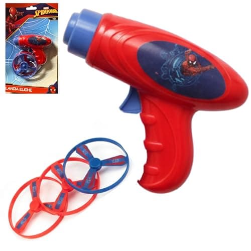 Image of Marvel Spider-Man Propeller Gun Toy for Kids | Spiderman Flying 3 Disc Launcher | Safe Indoor Outdoor Play Toy | Marvel Superhero for Boys & Girls Ages 3+