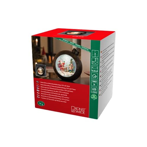 Image of Konstsmide Christmas LED Snow Globe Lantern with Santa Scene, Water Filled/For Indoor Use (IP20) / Battery Operated: 3xAA 1.5V (excl.) / Christmas Lantern 1 Warm White Diodes, 4362-000