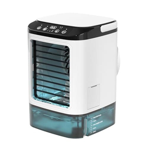 Image of Air Cooler, Mini Portable Air Conditioner Fan,Noiseless Evaporative Air Humidifier,Air Con Unit,3 in1 Desk Air Cooler 3 Wind Speeds,Cooling Mist,7 LED Lights Desk Cooler for Home Travel Office