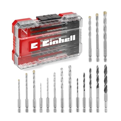 Image of Original Einhell M-CASE 16-piece drill bit set (wood drill bits, stone drill bits and metal drill bits with E 6.3 shank for cordless screwdrivers and power drills incl. storage box)