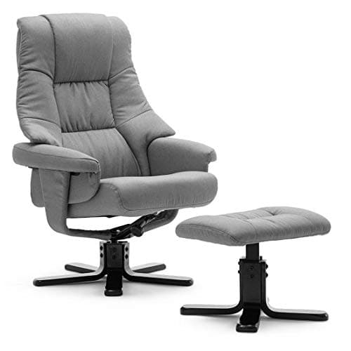 Image of More4Homes SORENTO FABRIC SWIVEL RECLINER ARMCHAIR CHAIR with FOOT STOOL (Grey)