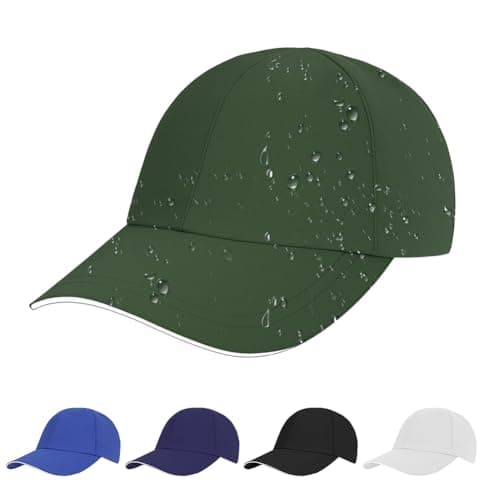 Image of AUYAO Unisex Waterproof Baseball Cap 6-Panel Dad Cap Classic Plain Baseball Hat Lightweight Sport Cap Foldable Peak Cap Hat Sun Rain Protection Cap Sun Visor Hat for Running Hiking Fishing(Army Green)