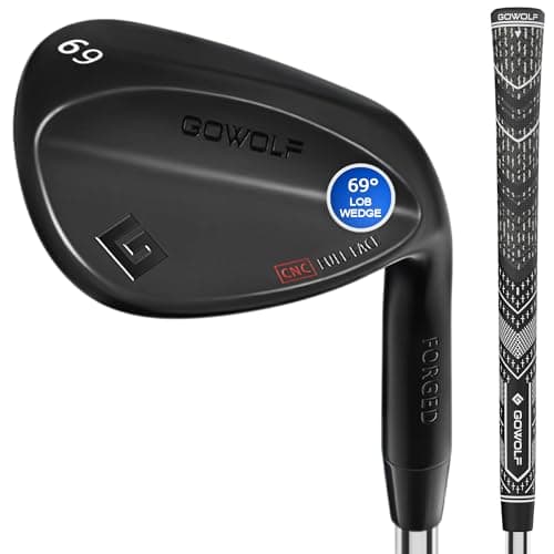 Image of Gowolf 69 Degree Wedge Right Hand - Forged Golf Wedges Full Face for Men, Premium Gap Wedges Sand Wedge Lob Wedge Golf Club for Men, Great Golf Gifts - CNC Milled Face for More Spin (Black 69 Degree)