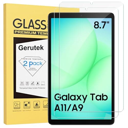 Image of Gerutek 2-Pack Screen Protector for Samsung Galaxy Tab A11/A9 8.7 inch, SM-X133/X135/SM-X110/X115 Tempered Glass Screen Protector Film [Ultra Clear][Anti Scratch][Easy Install] for Galay Tab A11/ A9