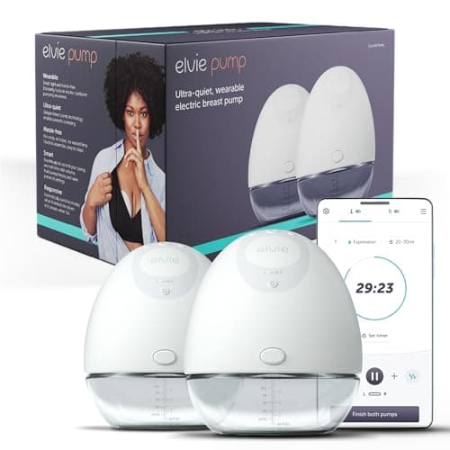 Image of Elvie Double Wearable Breast Pump (21mm/24mm Nipple Shields) – SmartRhythm 3-Mode Electric Breastfeeding Pump, Hands-Free in-Bra, Wireless & Tubeless, App Controlled, Portable, Ultra-Quiet, BPA-Free