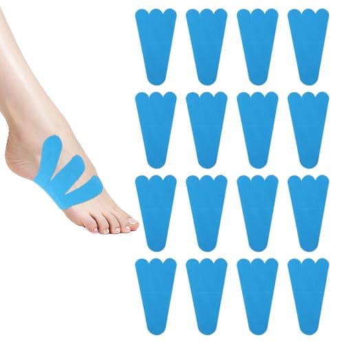 Image of 12pcs Precut Kinesiology Tapes, Waterproof & Breathable Kinesiology Tape for Feet Elastic Sports Muscle Strips Stickers for Joint Stability & Muscle Support (Blue)