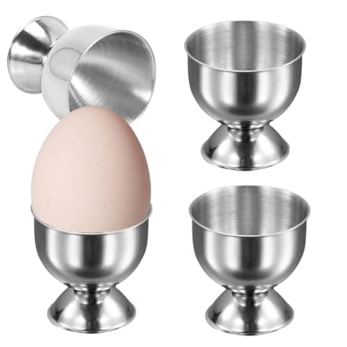 Image of Eclovane 4PCS Egg Cups Set - Stainless Steel Boiled Egg Holders & Stands, Durable Elegant Servers for Breakfast, Brunch, Kitchen Decor - Dishwasher Safe Cups for 2 or 4 Eggs